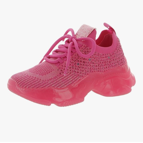 Steve Madden Girl’s Hot Pink Jserena Rhinestone Sz 3 Sneakers - Picture 2 of 8